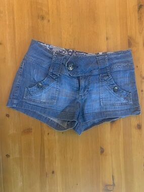 Mossimo Supply Co. Washed Blue Denim Shortie Shorts
